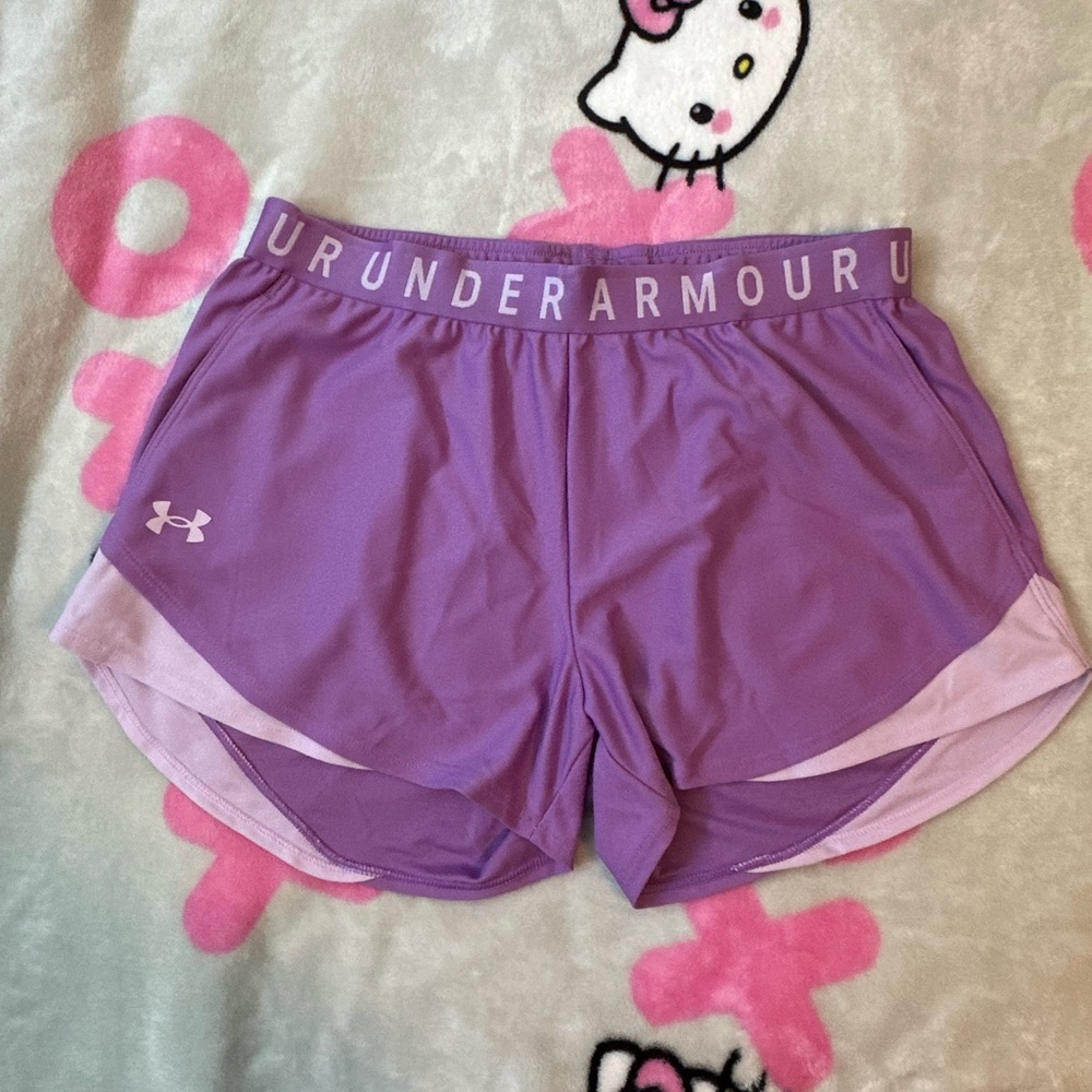 Women’s Under Armour play up athletic shorts 3.0 in violet purple size medium